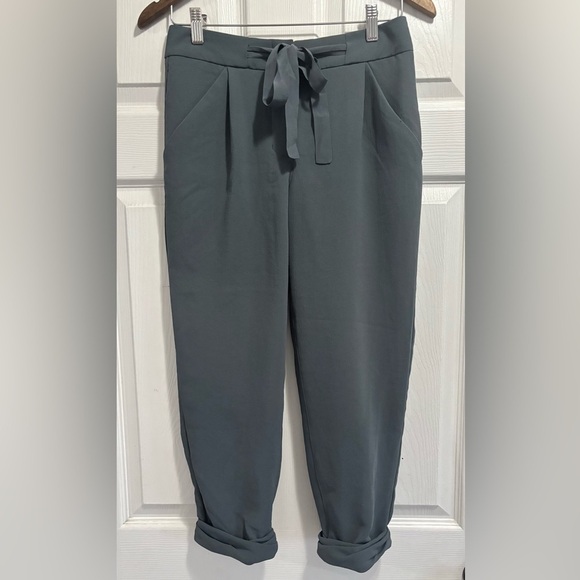 Aritzia Wilfred Allant Pant Teal Cropped Ankle Trousers Pants Tie Front size 0 - Picture 1 of 7